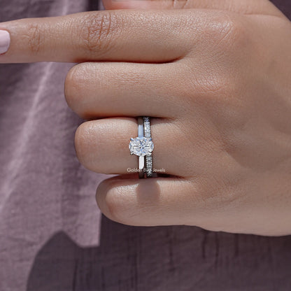 Brautring-Set mit ovalem Diamantschliff