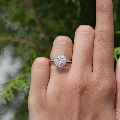 Old European Round Cut Moissanite Diamond Halo Promise Ring