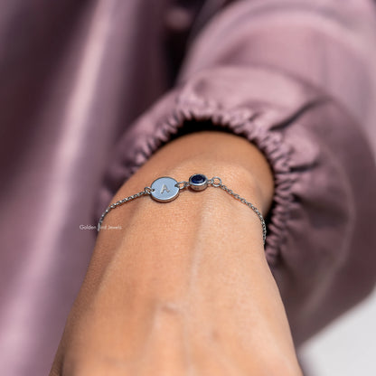 Round Cut Gemstone Letter Bracelet