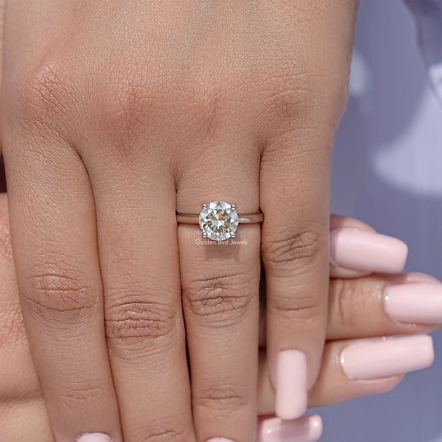 Yellow Round Cut Moissanite Gemstone Solitaire Ring