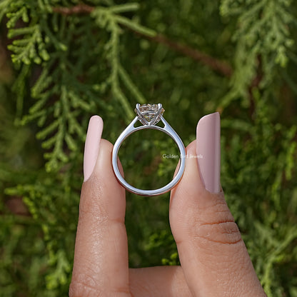 Yellow Round Cut Moissanite Gemstone Solitaire Ring