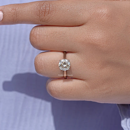 Yellow Round Cut Moissanite Gemstone Solitaire Ring
