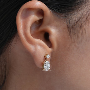 Round And Oval Cut Lab Diamond Drop Earrings