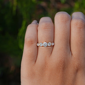 In Finger of Round And Pear Cut Lab Diamond Five Stone Ring