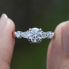 Round And Pear Cut Lab Diamond Five Stone Ring
