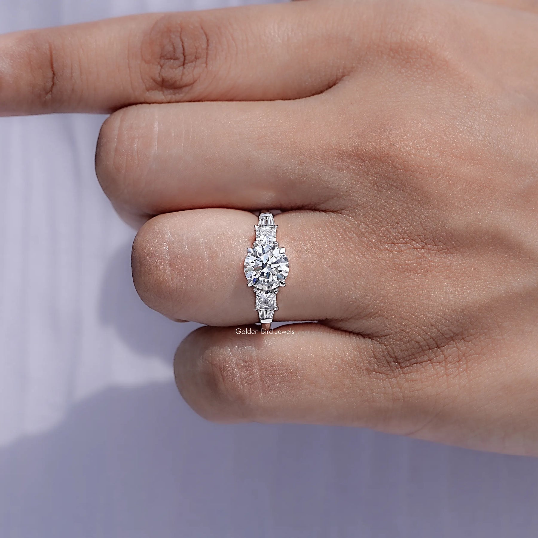 Round And Princess Lab Diamond Five Stone Ring