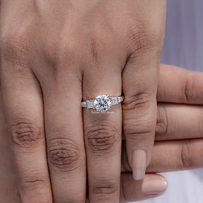 Round And Princess Lab Diamond Five Stone Ring