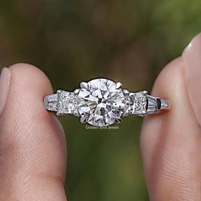 Round And Princess Lab Diamond Five Stone Ring