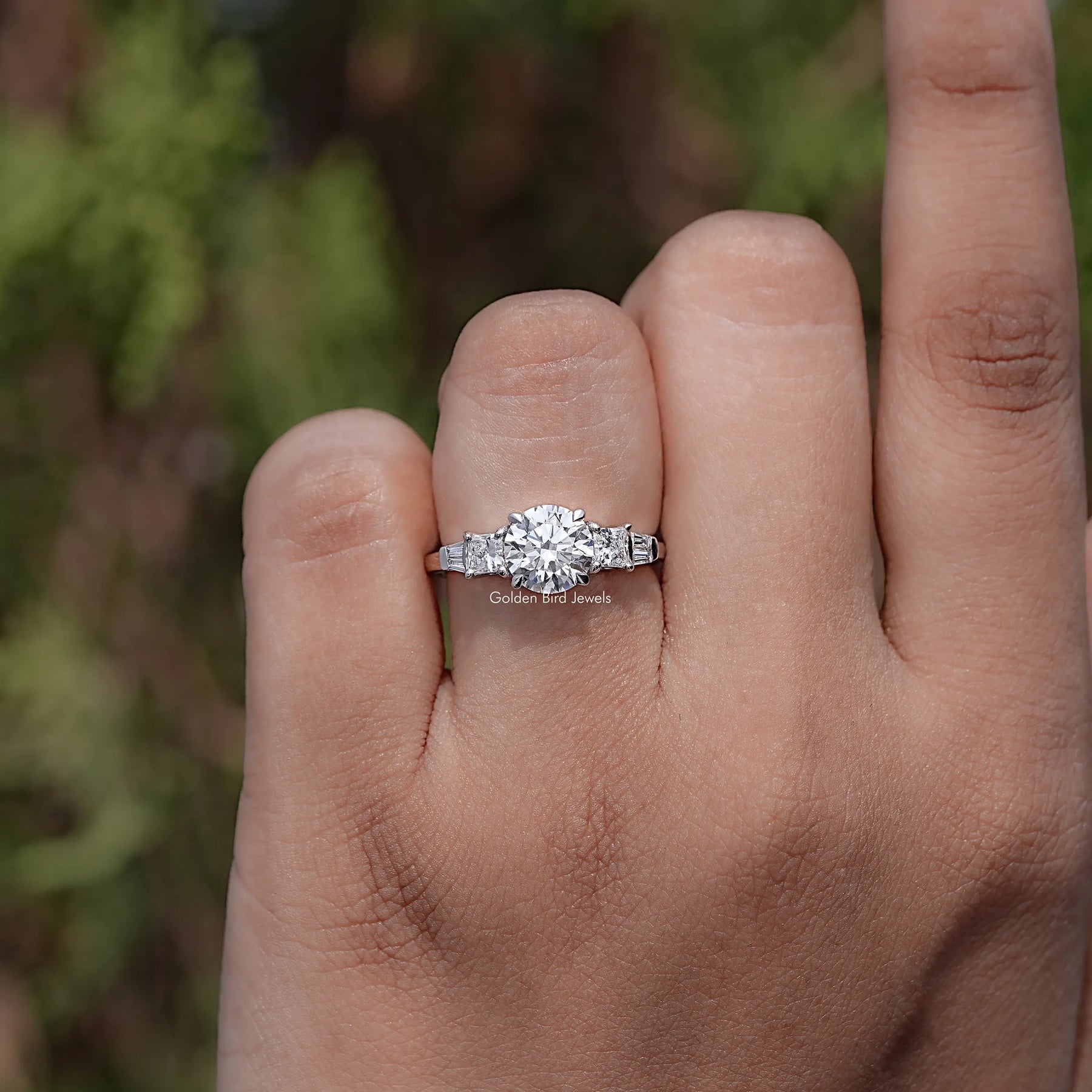 Round And Princess Lab Diamond Five Stone Ring