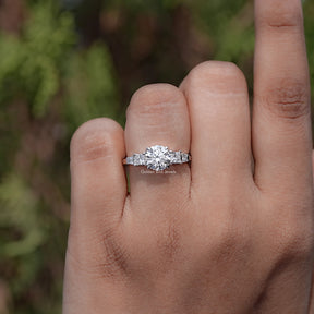 Round And Princess Lab Diamond Five Stone Ring