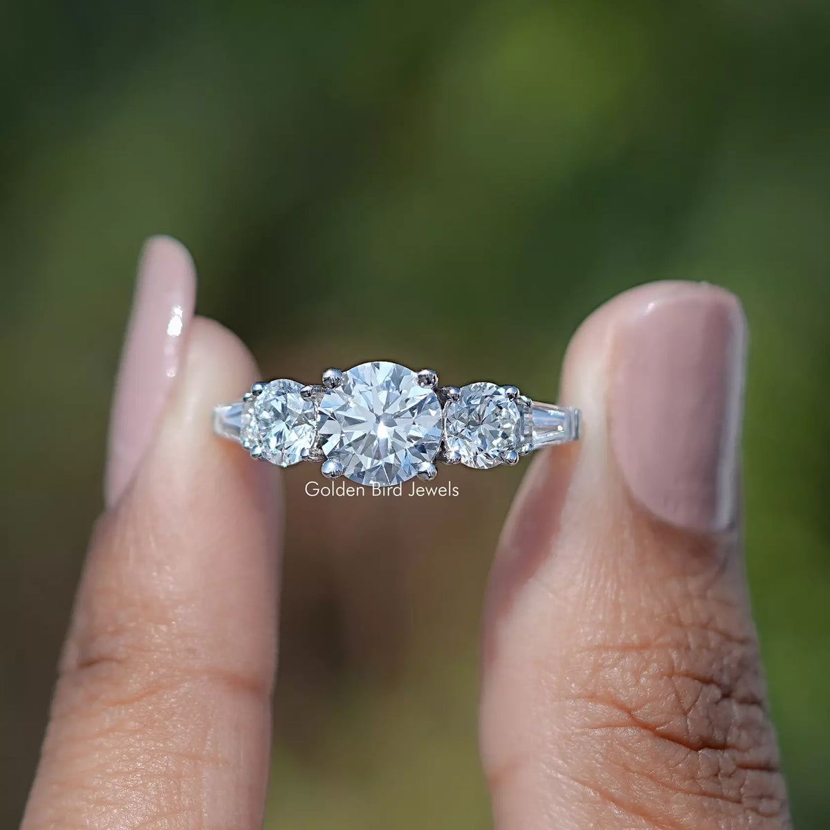 Round And Tapered Baguette Cut Five Stone Ring