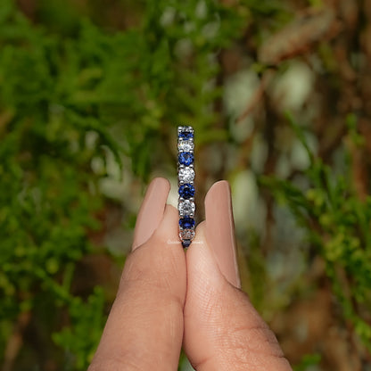 Round Shape Blue Gemstone Eternity Wedding Band