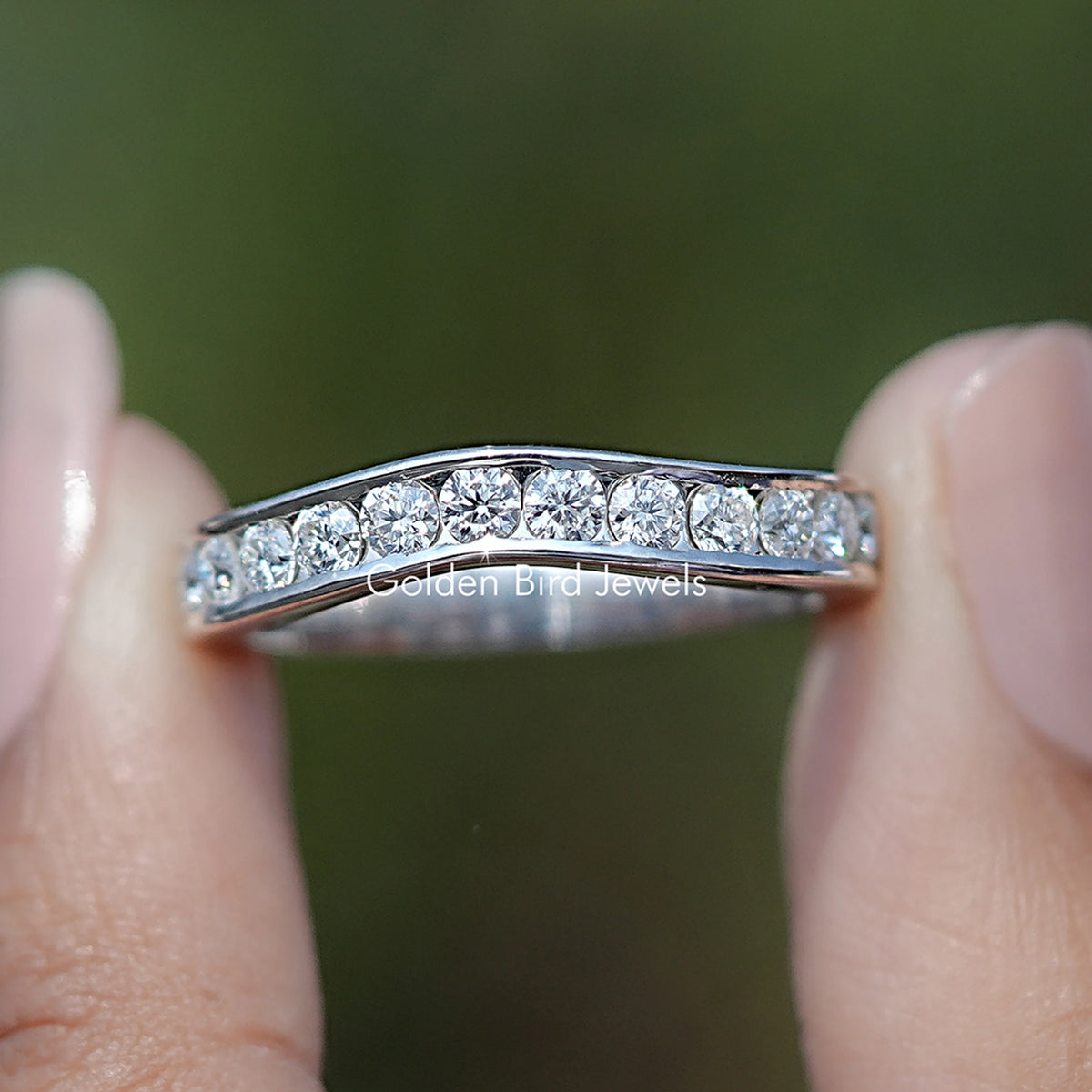 Front view of Round Cut Moissanite solitaire Ring  