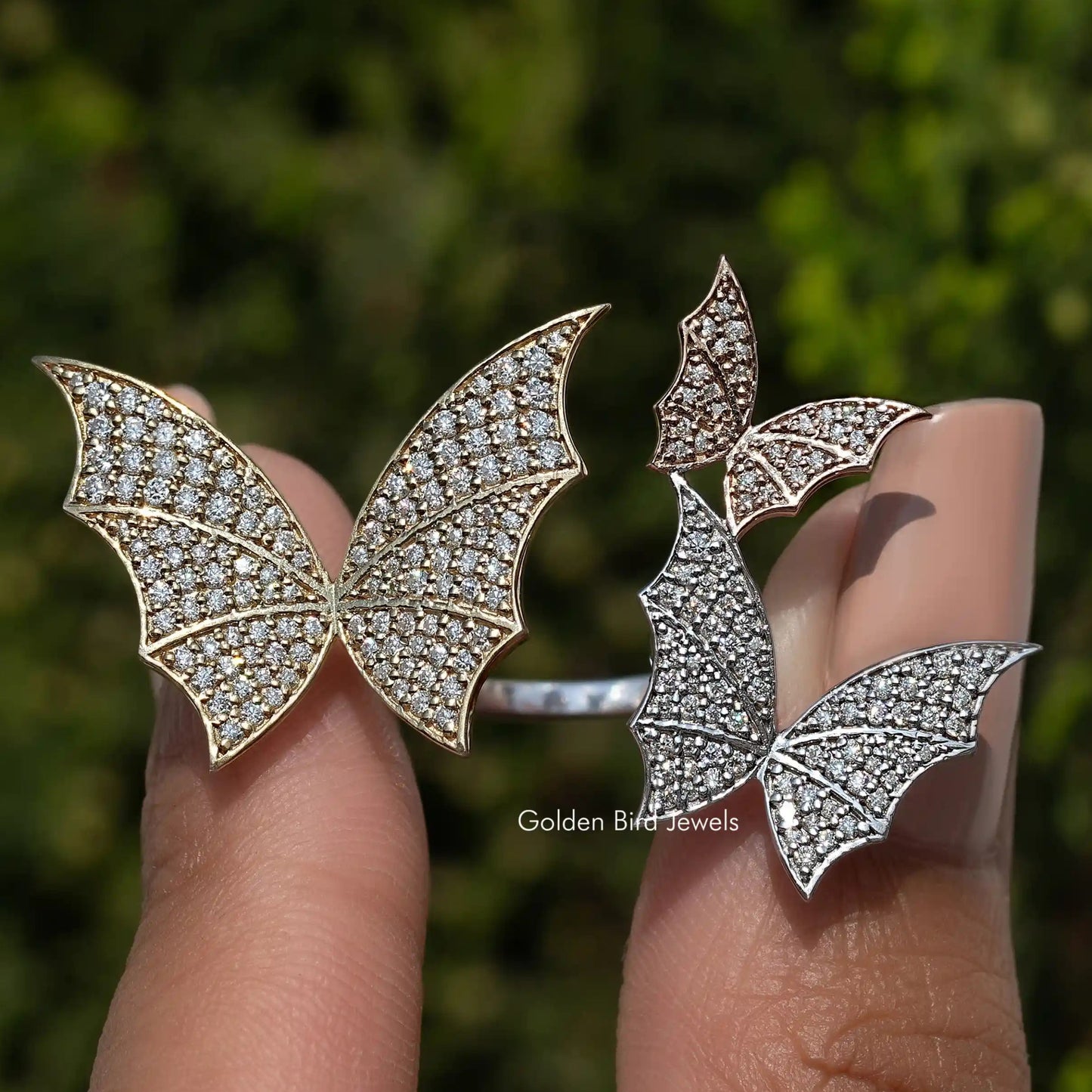 Round Cut Butterfly Moissanite Cocktail Ring