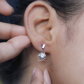 Colorless Round Moissanite Cluster Earrings