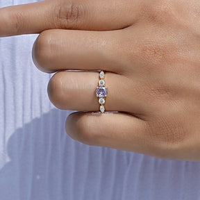 Purple Amethyst Round Cut Gemstone Accent Ring