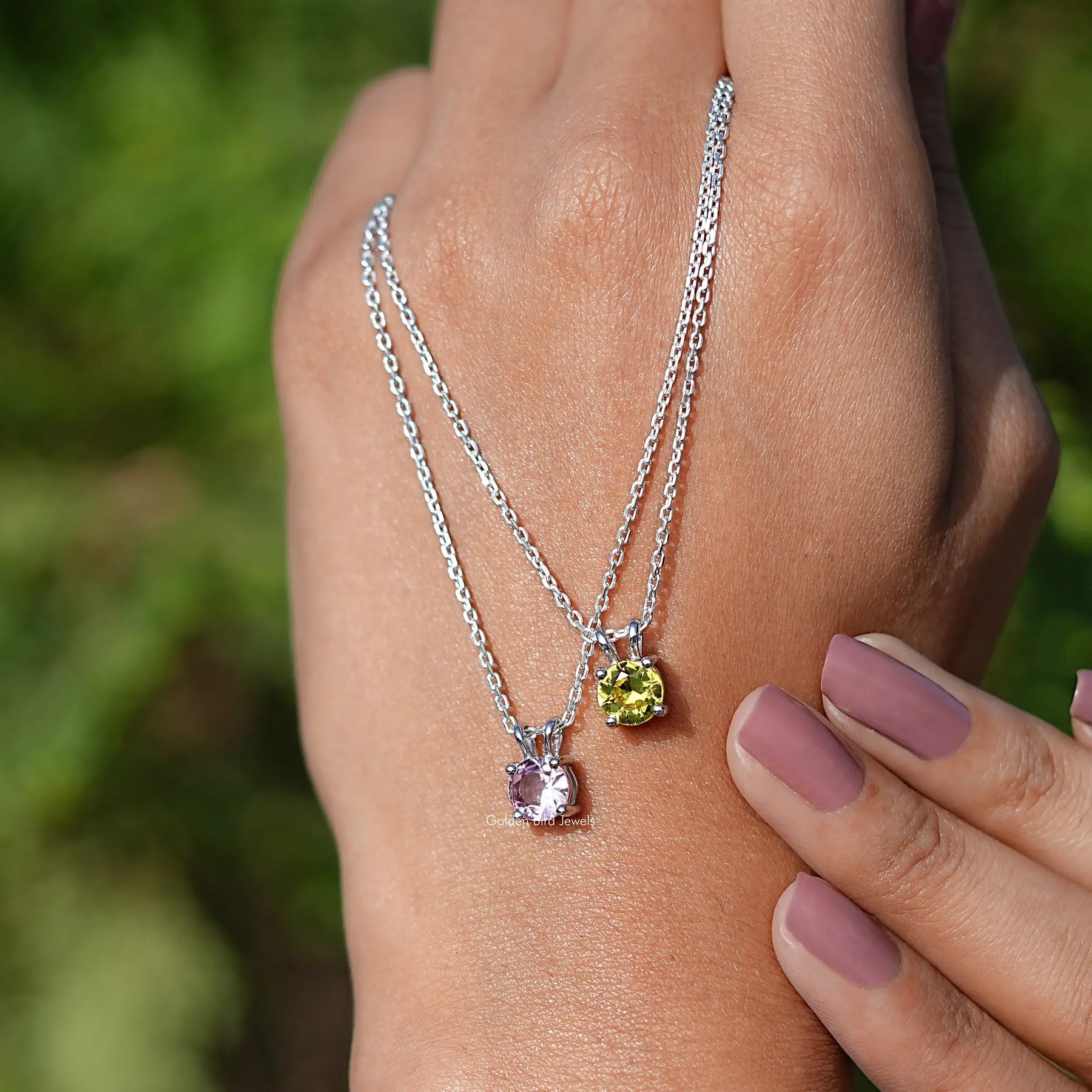 Round Cut Gemstone Solitaire Pendant