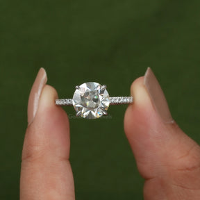 [This old european round cut moissanite ring crafted with 4 prong setting]-[Golden Bird Jewels]