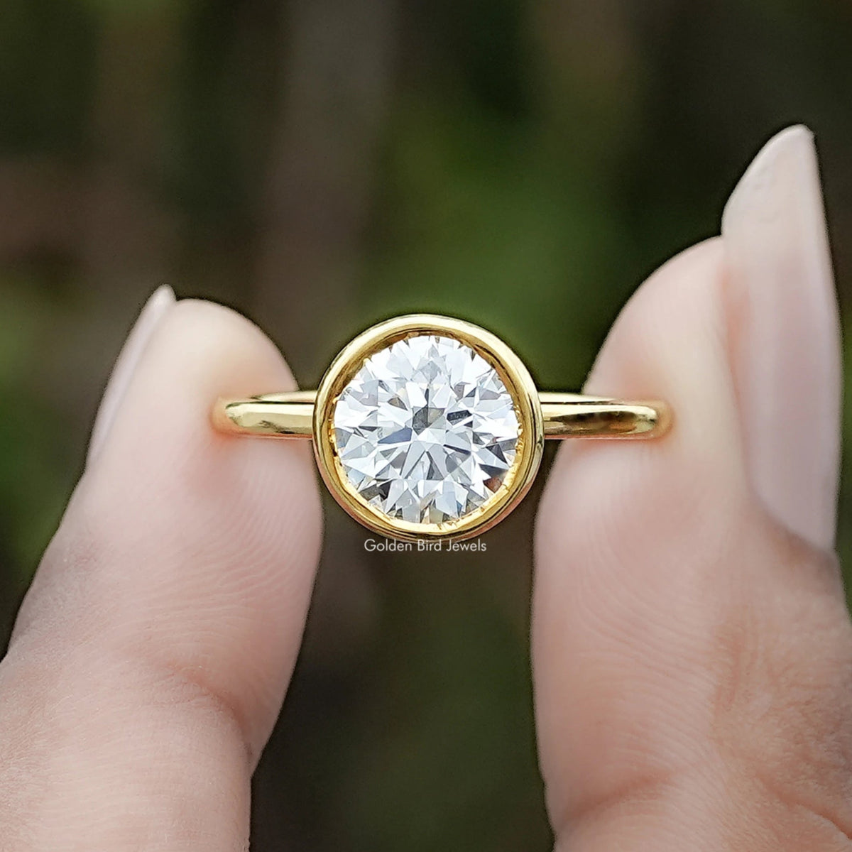 Round Cut Lab Diamond Bezel Set Ring