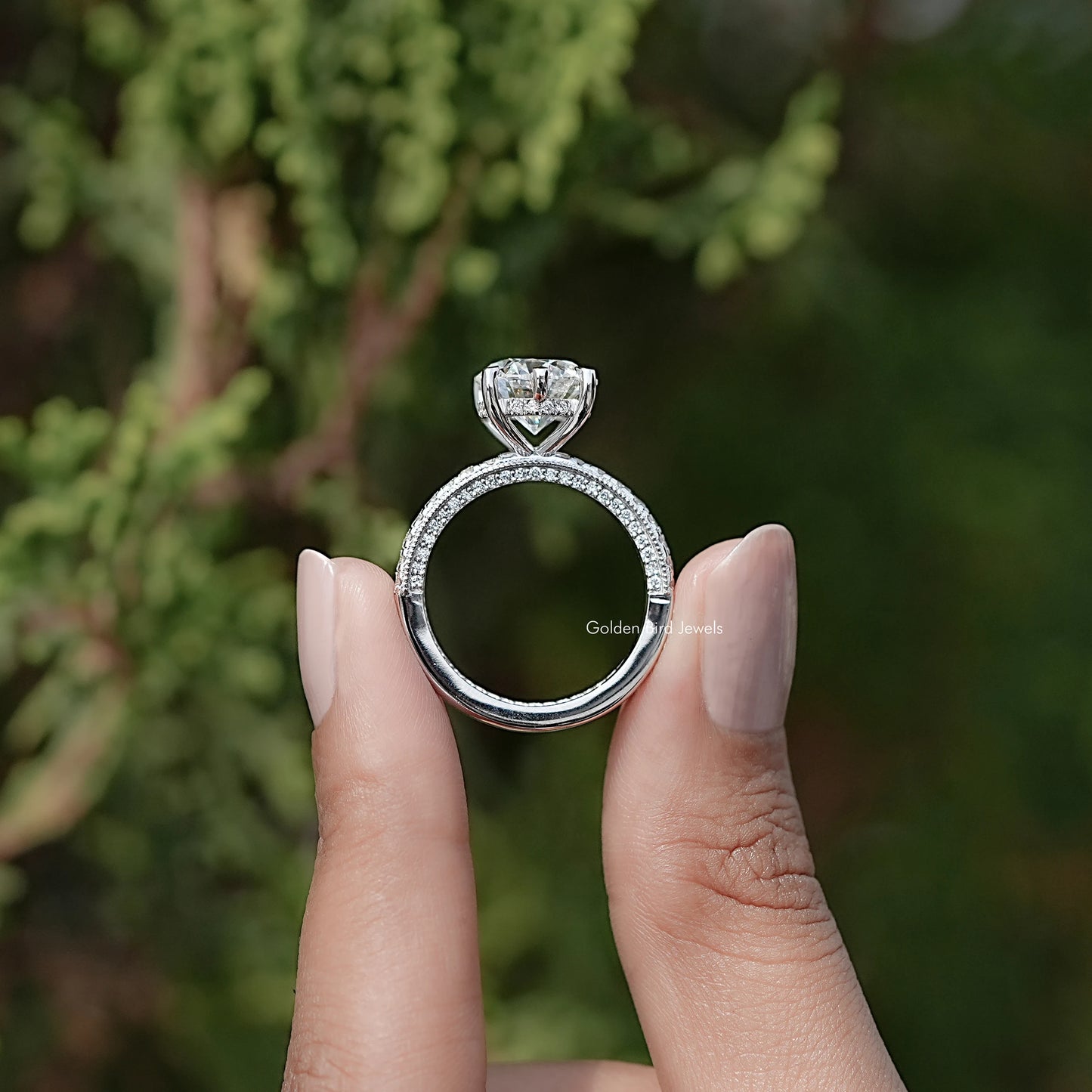 Back view of Round Cut Lab Grown Diamond Bridal Ring Set