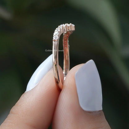 Round Cut Lab Diamond Chevron Eternity Band