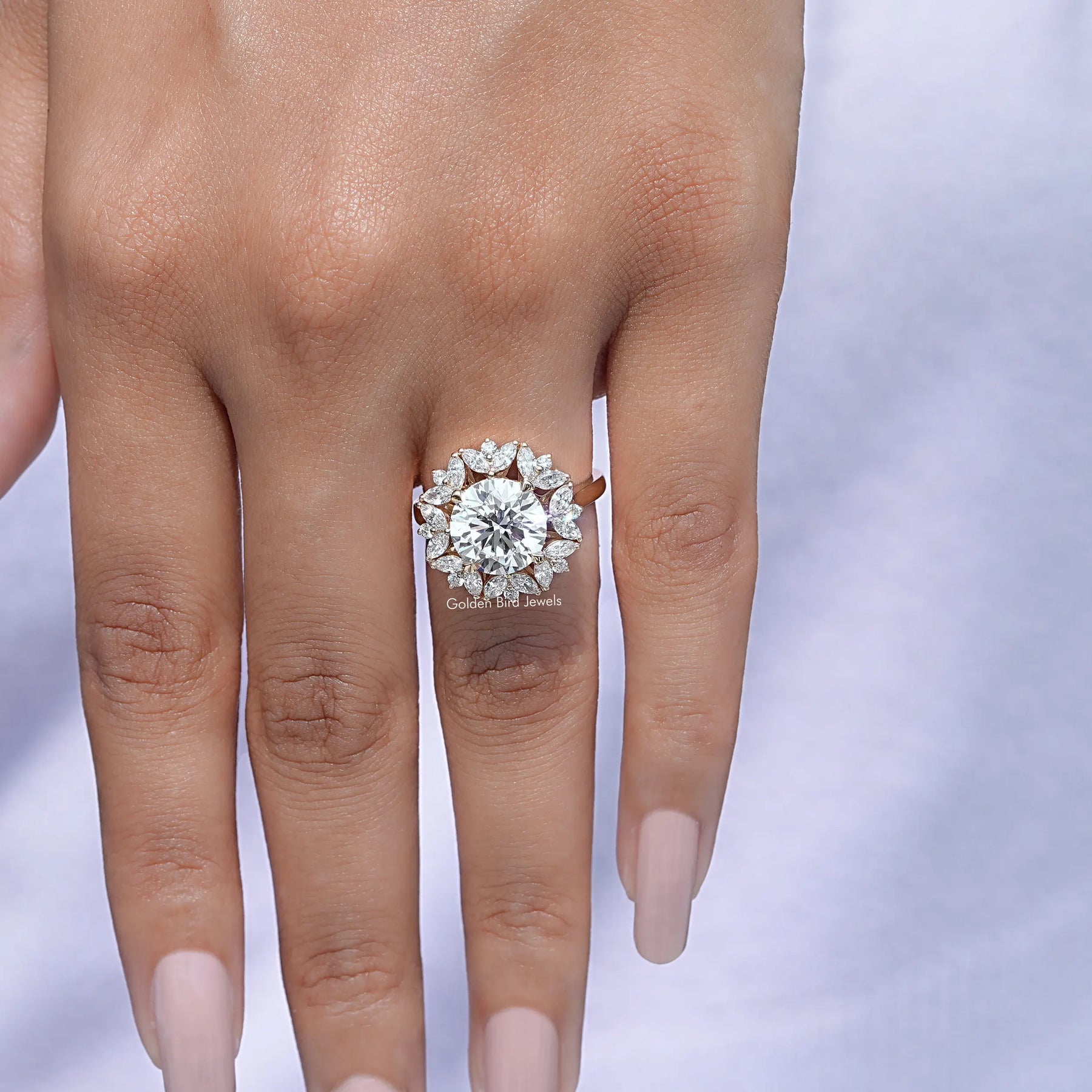 Round Cut Lab Diamond Cluster Halo Ring