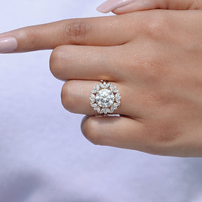 Round Cut Lab Diamond Cluster Halo Ring