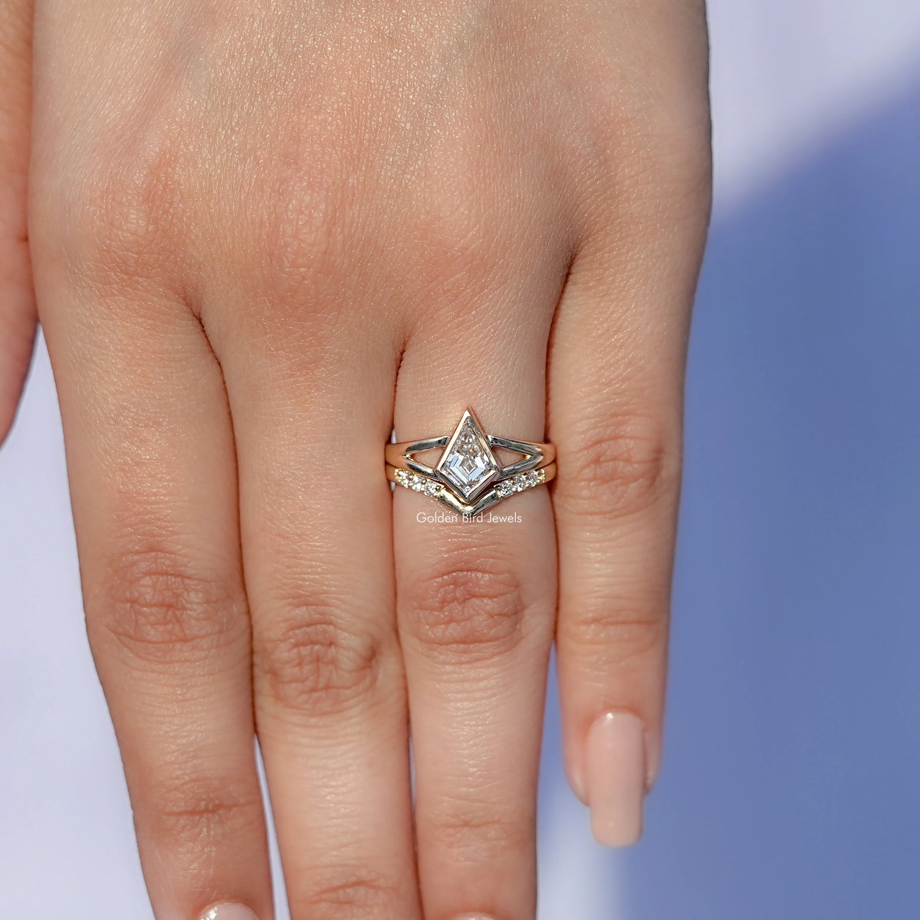 Kite Cut Lab Diamond Bridal Ring Set