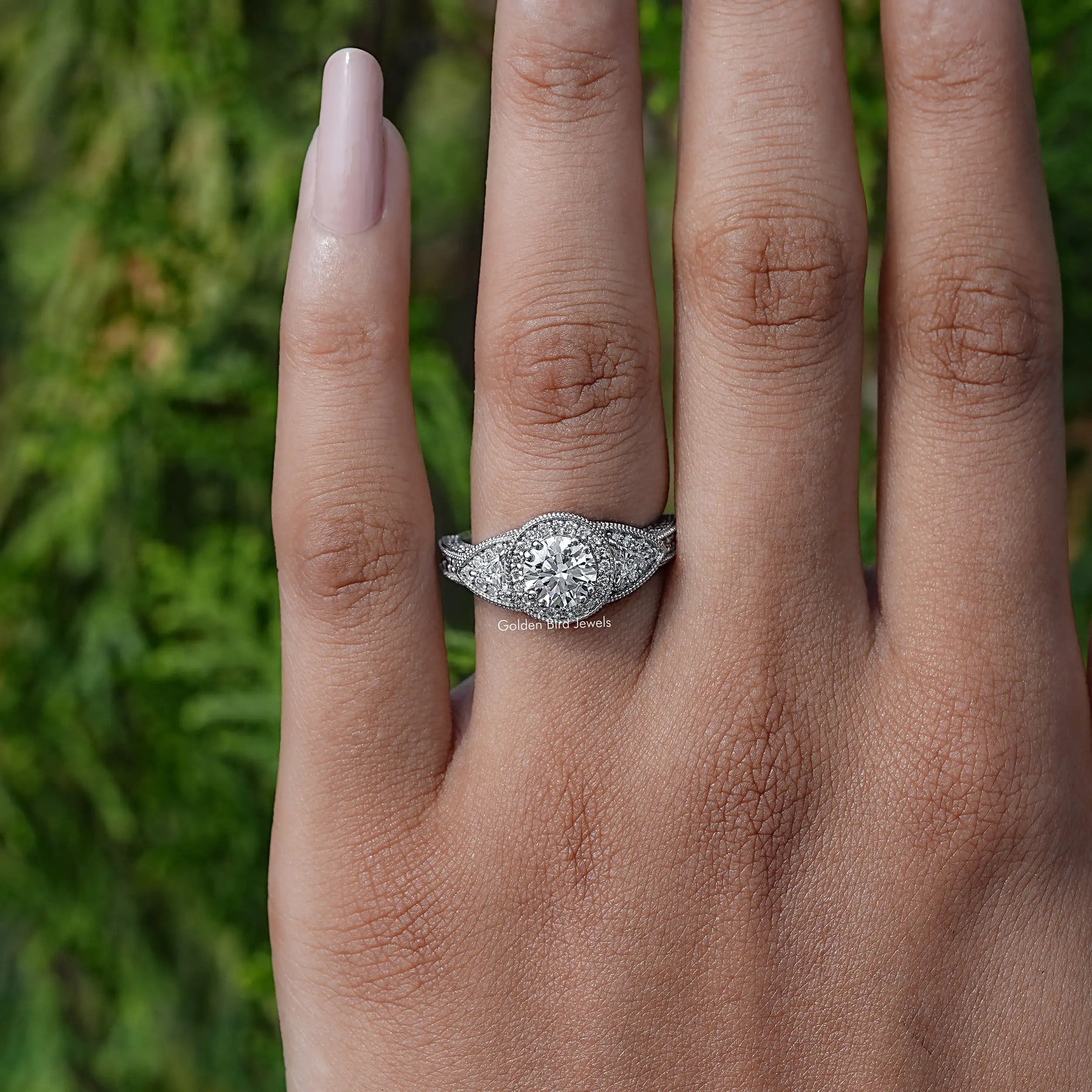 Round Cut Lab Grown Diamond Accent Ring