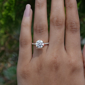 Round Cut Lab Diamond Accent Engagement Ring