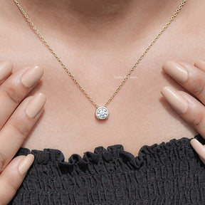 Round Cut Lab Diamond Bezel Set Solitaire Pendant