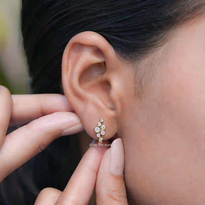 Front view of Bezel Set U Shape Hoop Earrings