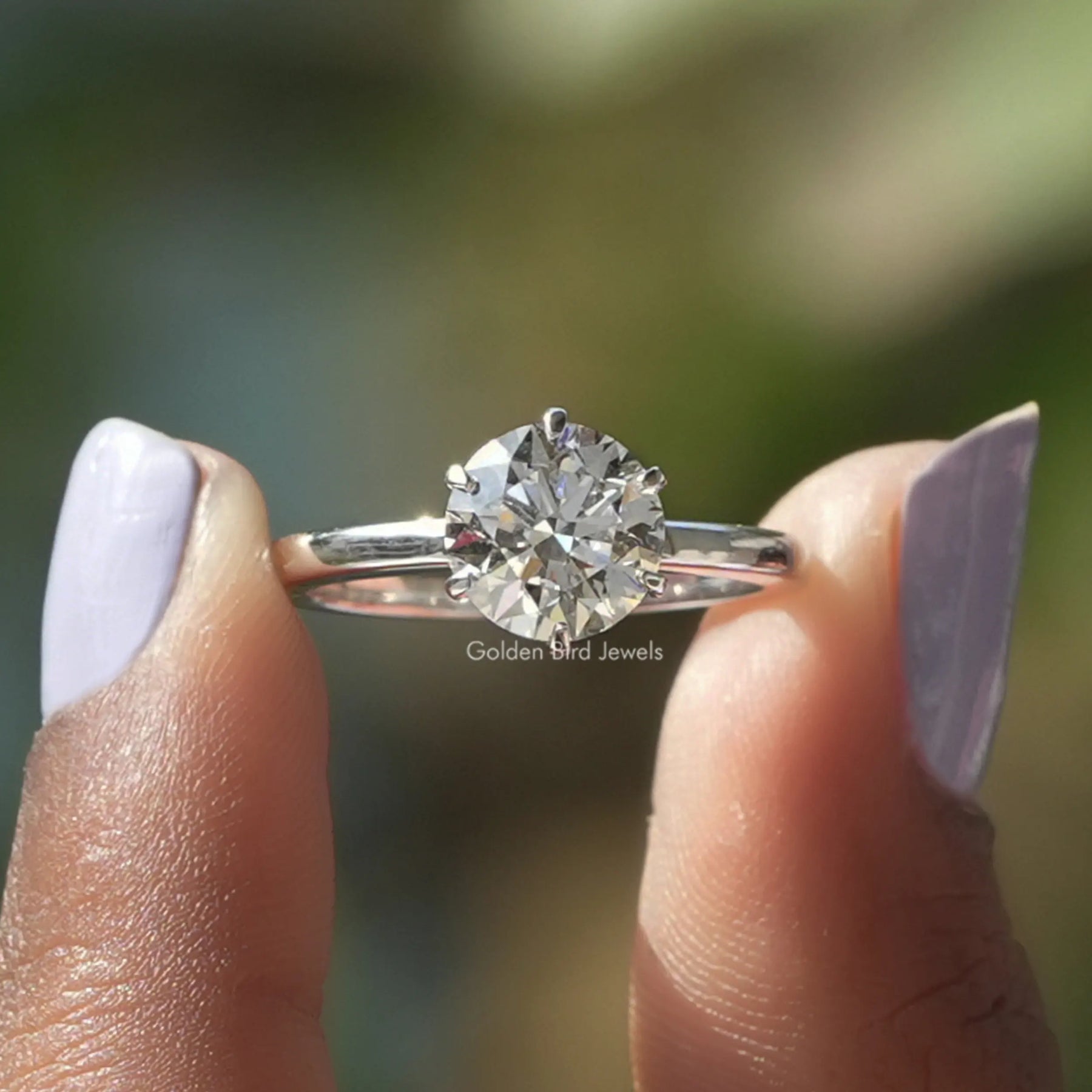 [2 Carat Round Cut Lab Grown Diamond Engagement Ring]-[Golden Bird Jewels]