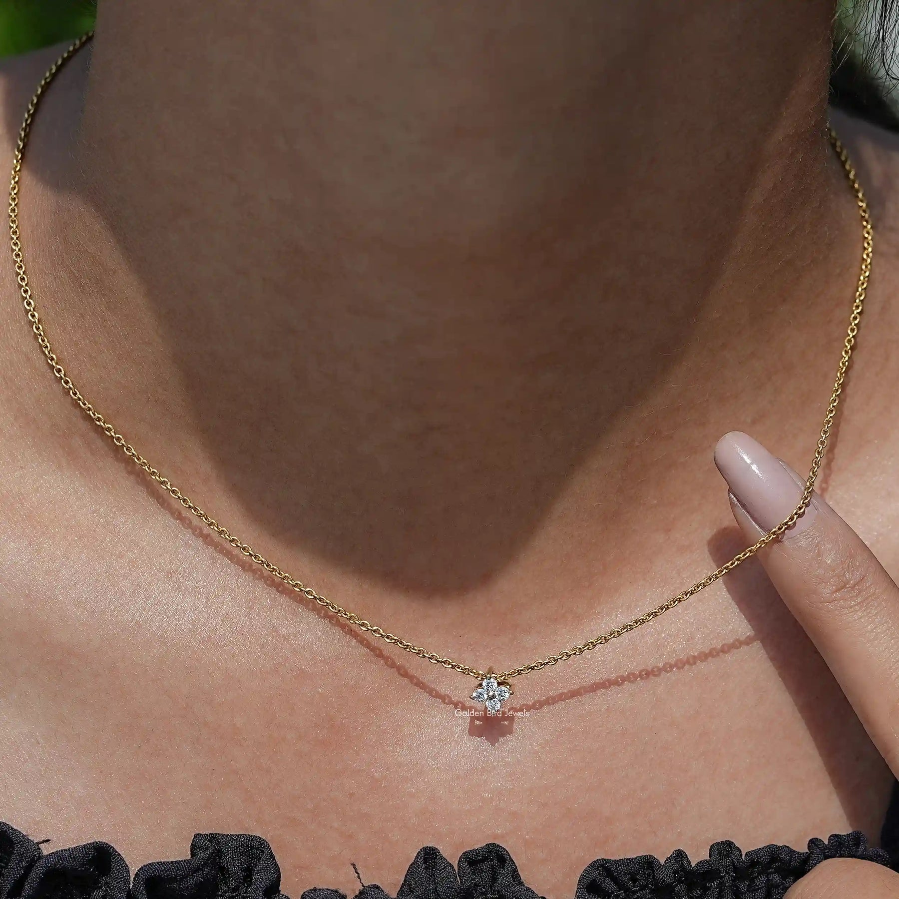 Round Cut Lab Grown Flower Diamond Pendant