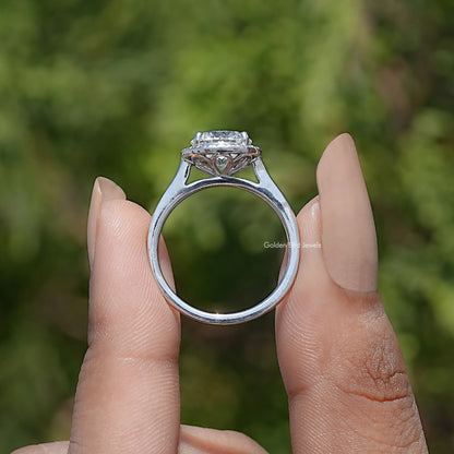 Back View Of Lab Diamond Halo Engagement Ring
