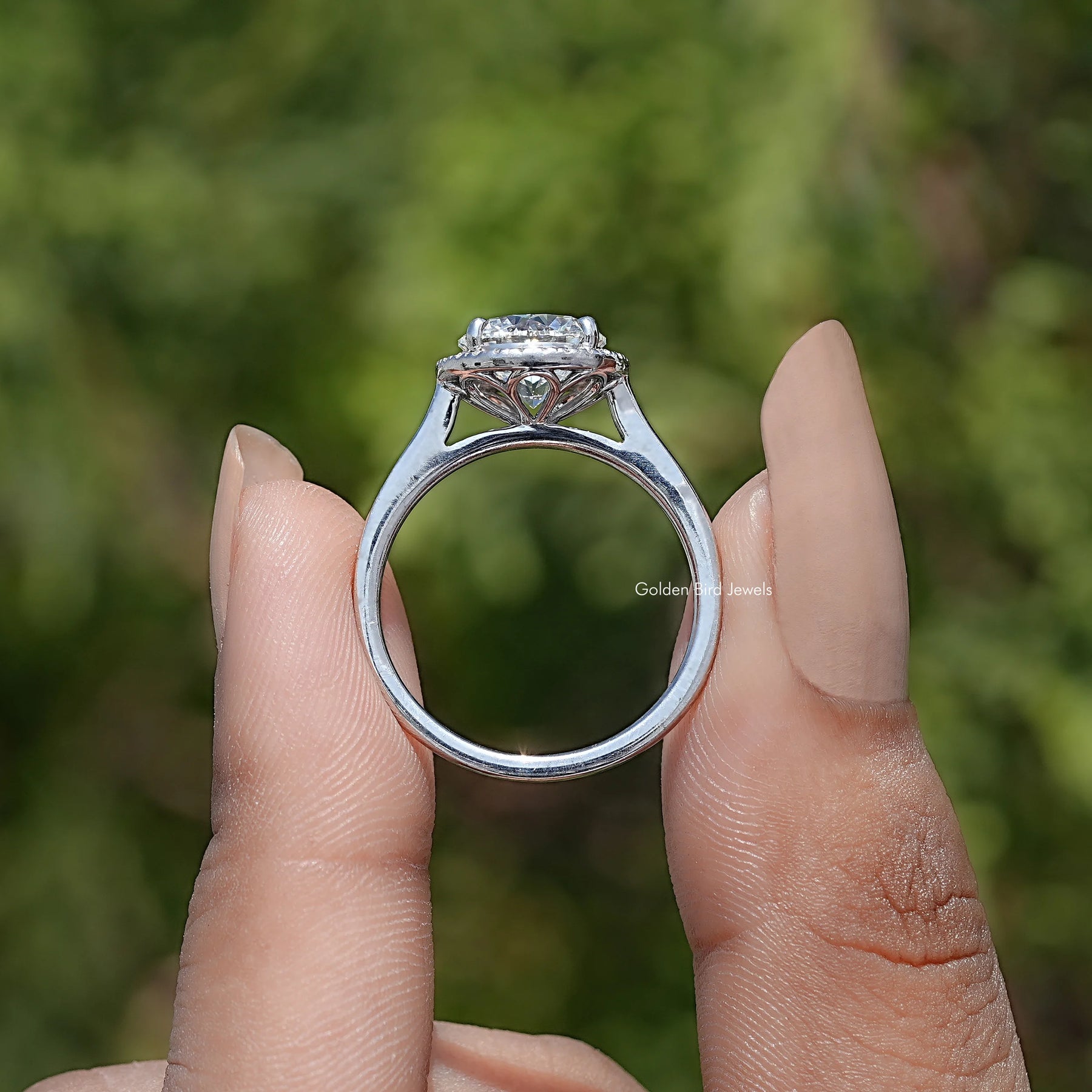 Round Cut Lab Diamond Halo Engagement Ring
