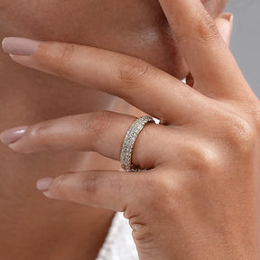 Round Cut Lab Diamond Pave Set Wedding Band