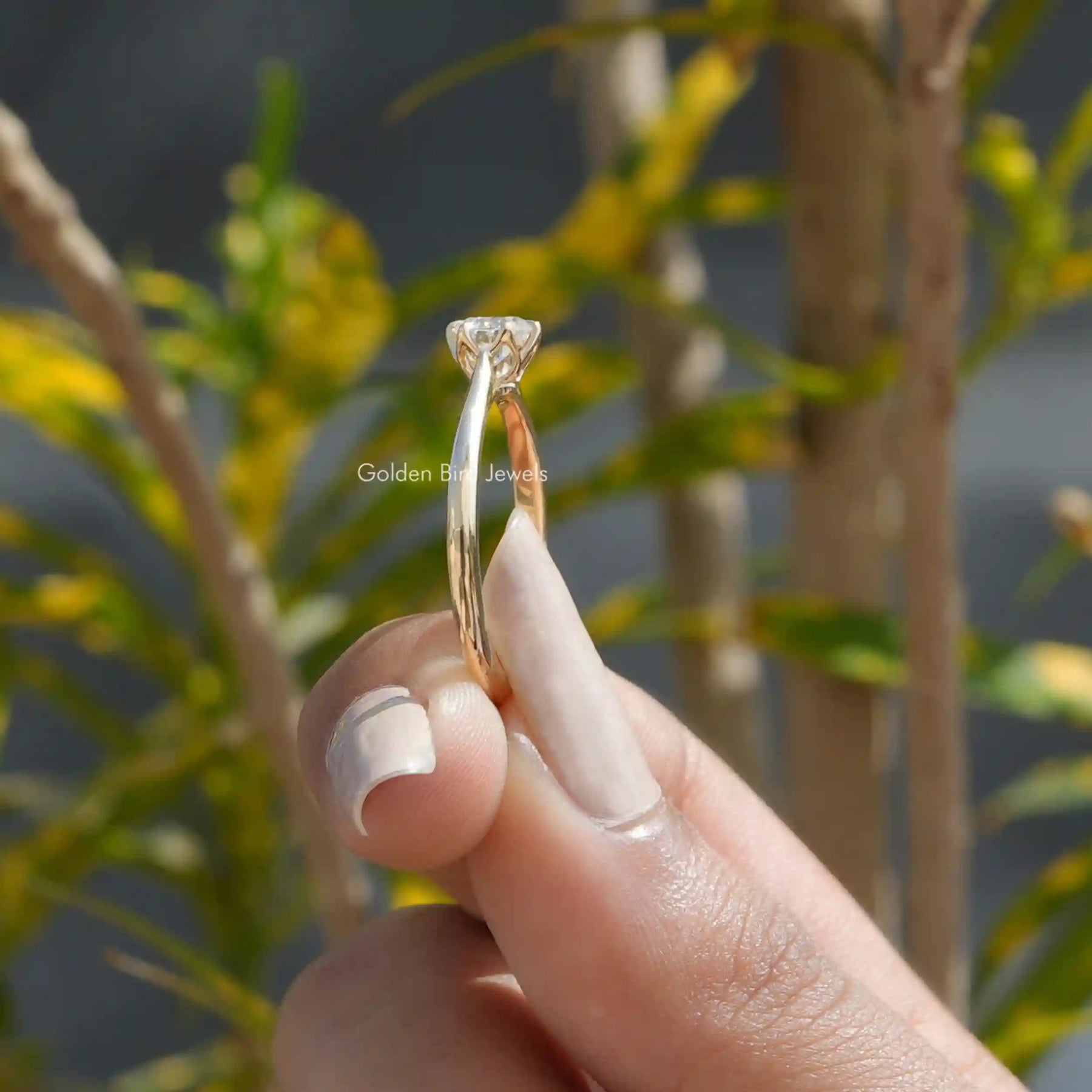 [Lab-Grown Round Diamond Solitaire Ring In Yellow Gold]-[Golden Bird Jewels]