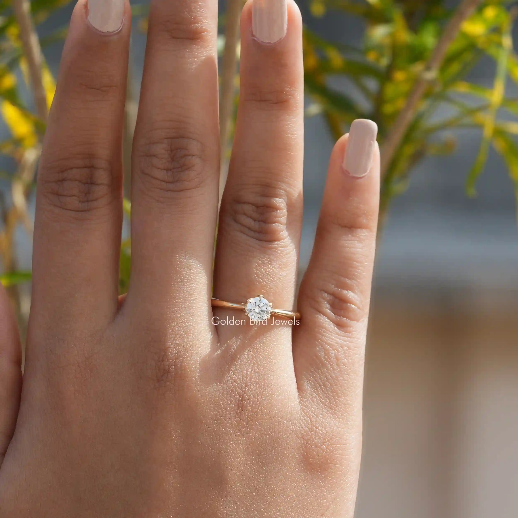 [Lab-Grown  Diamond Solitaire Ring Crafted With Round Cut Diamond]-[Golden Bird Jewels]