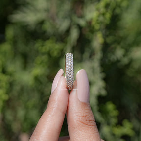 Round Cut Lab Diamond Three Row Pave Band