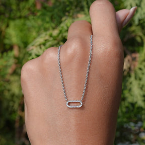 Round Lab Grown Paperclip Diamond Pendant