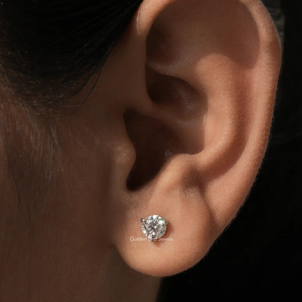 Round Moissanite Push Back Martini Set Stud Earrings