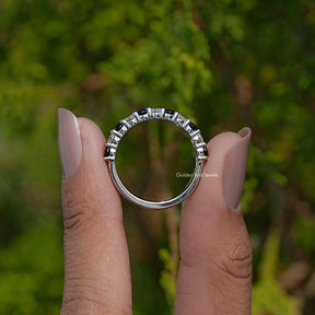 Round Moissanite And Gemstone Eternity Band