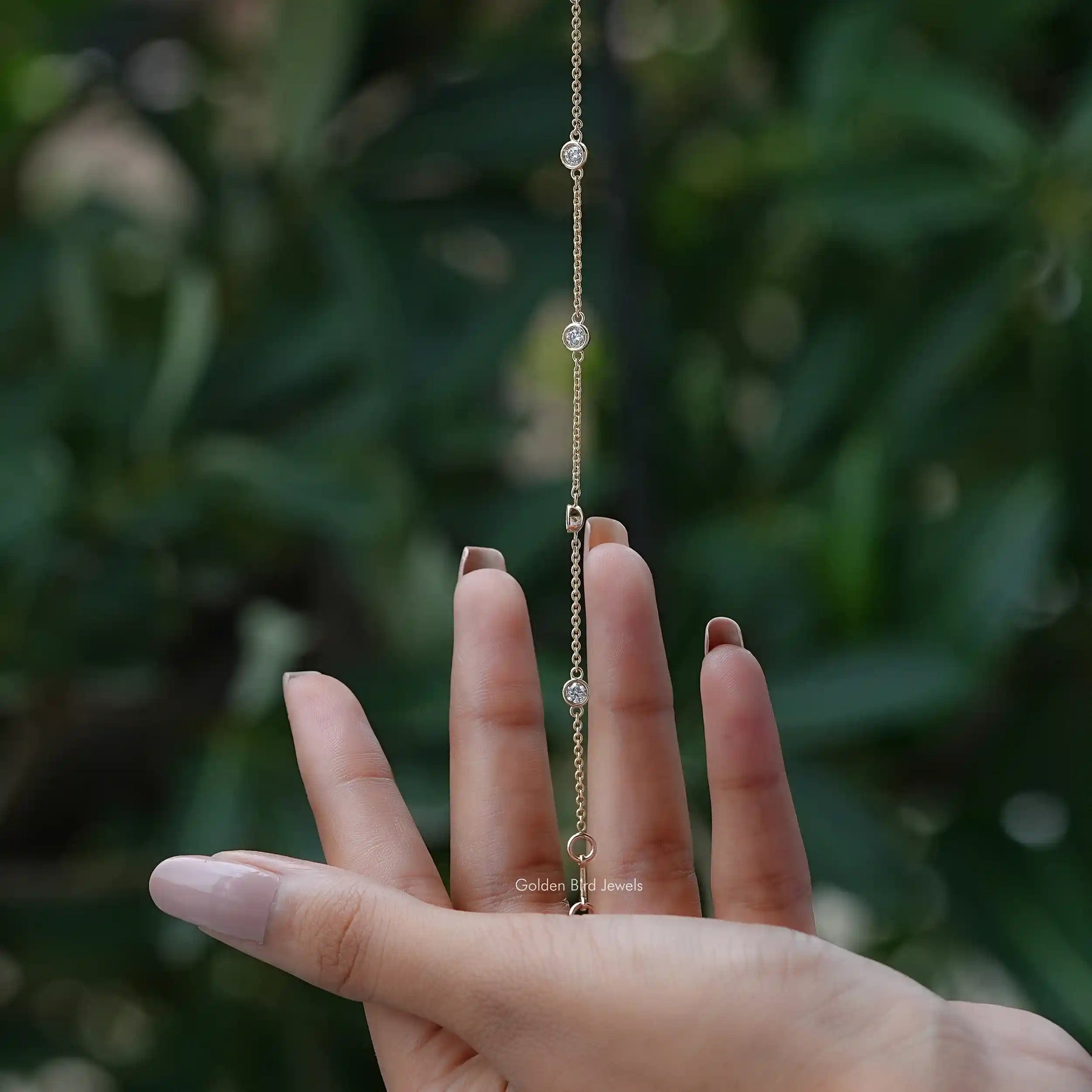 [Moissanite Round Chain Bracelet]-[Golden Bird Jewels]