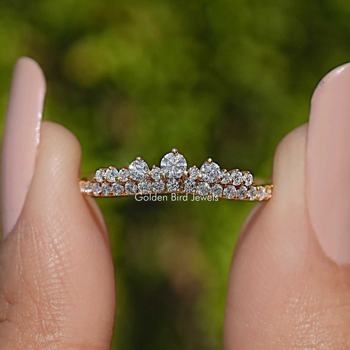 Round Cut Moissanite Dainty Band For Her