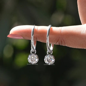 [Dangle Drop Round Cut Moissanite Earrings]-[Golden Bird Jewels]