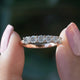 [Front view of round cut moissanite diamond eternity wedding band]-[Golden Bird Jewels]