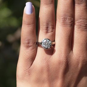 Round Cut Moissanite Engagement Bezel Set Ring