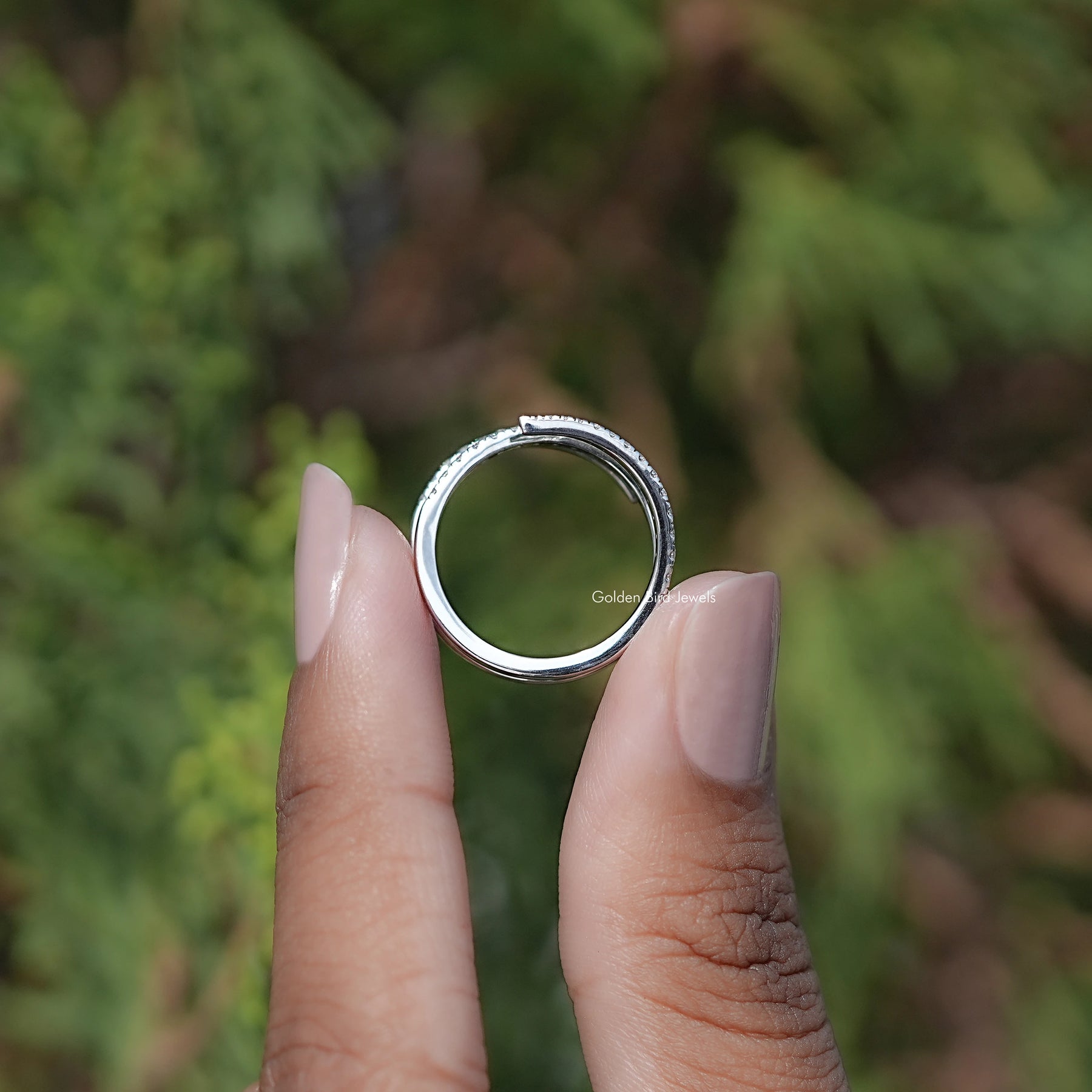 Moissanite Round Cut Spiral Eternity Band