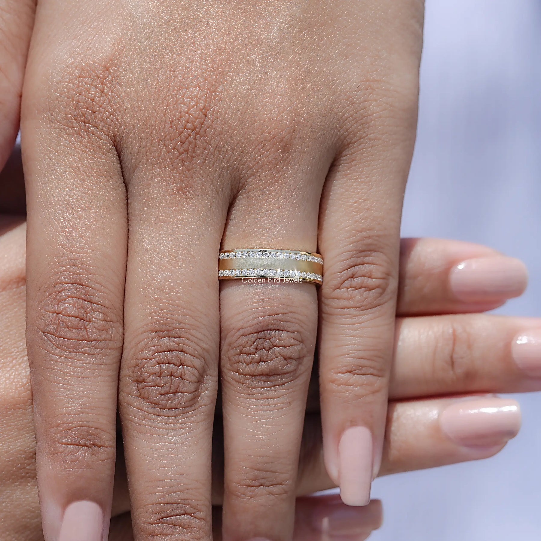 Moissanite Round Cut Full Eternity Wedding Band